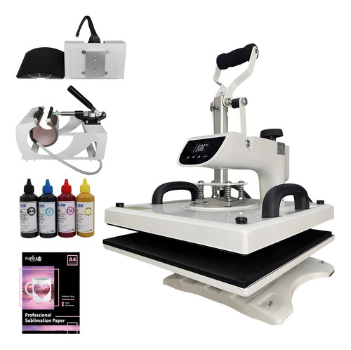 Maquina Estampar Sublimar 6 En 1 38 X 38 Cms + Tinta Y Papel Color Blanco