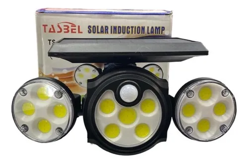 Aplique Luz Solar Foco Triple Cabezal Sensor De Movimientos
