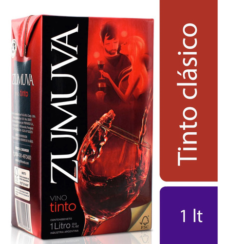 Oferta! Vino Tinto Clasico Zumuva 1 Litro Tetra Brik Box