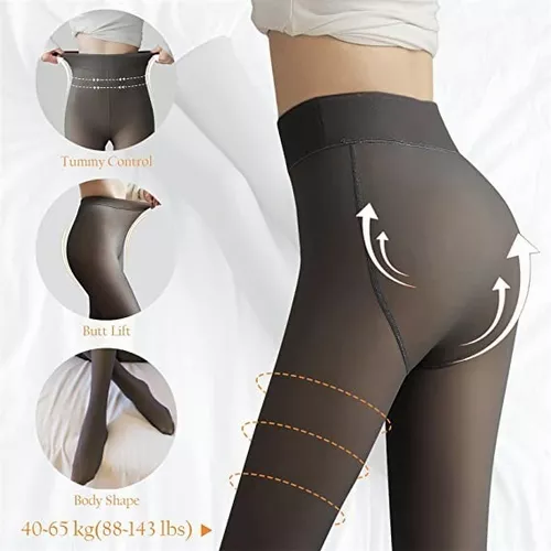 Mallas gruesas con forro polar cálido para mujer, leggings térmicos  translúcidos falsos, leggings térmicos delgados de invierno, leggings  térmicos