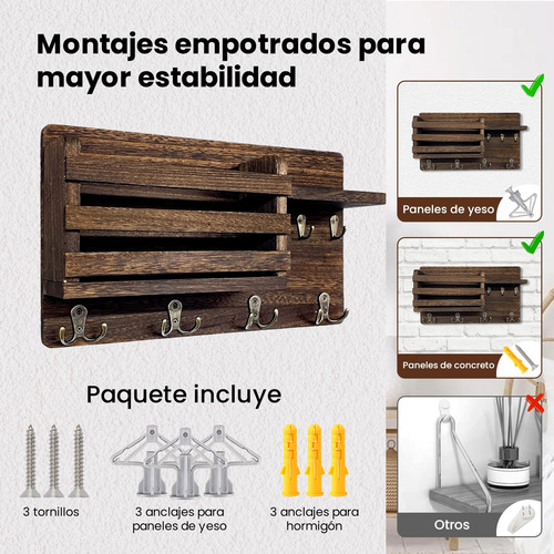 Porta Llaves De Pared Con 11 Ganchos Para Hogar U Oficina