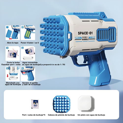 Bazooka Burbujas Machine Burbujas Para Niños Juguetes Flash Rosa
