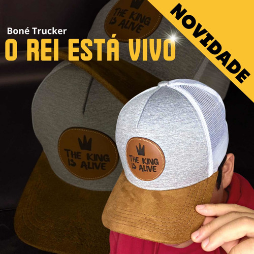 Boné Trucker - Moletom Com Aba Camurça - O Rei Está Vivo