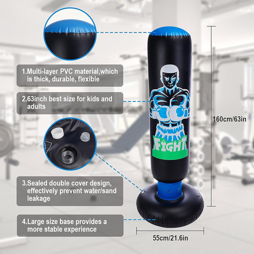 Saco De Boxeo Inflable Para Niños Con Soporte De 63 Pulgadas