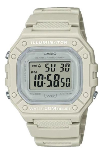 Reloj Hombre Digital Cronometro W218h Alarma Calendario Color De La Malla Blanco Color Del Bisel Negro Color Del Fondo Gris