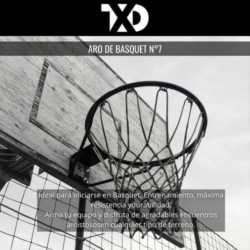 Imagen 4 de 9 de Aro De Basquet Con Red Numero 7 Basket Tornillos 45cm Metal