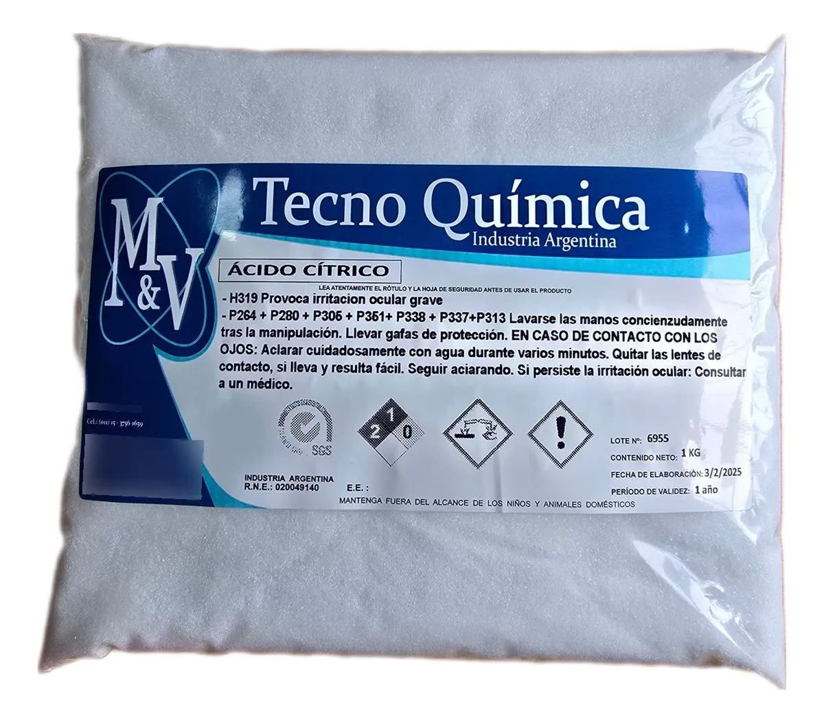 Acido Citrico Anhidro X 1 Kg. Grado Alimenticio. Premium