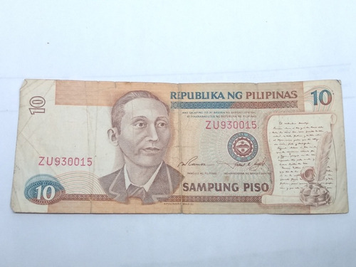 Billete De República De  Filipinas 10  Sampung Piso 