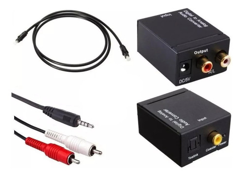 Kit Conversor Audio Digital Fibra A Rca Cable Toslink Jack ®