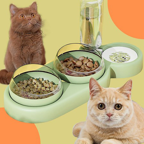 Botella De Agua Automática, Platos De Comida Para Gatos, Cue