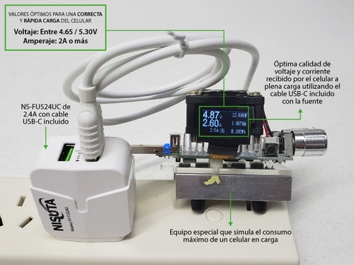Imagen 2 de 2 de Cargador 220v Rapido Nisuta 2 Puertos Usb 2.4a + Cable Usb C