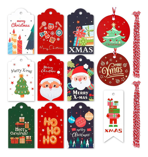 144 Etiqueta Regalo Navidad Cuerda Papel Kraft Color Arbol