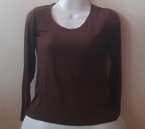 Blusa Franela Manga Larga Color Marrón Ropa Para Mujeres 