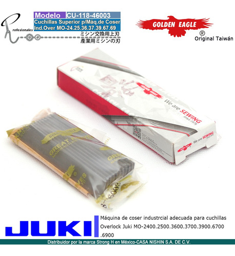 11846003 Cuchilla De Inferior P/overlock Juki Mo2416 2pzas