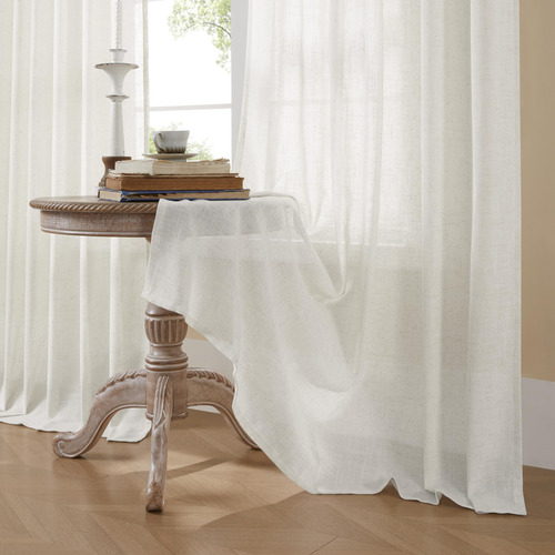 Cortinas Semitraslúcidas Lino 230 Cm Blancas Juego De 2