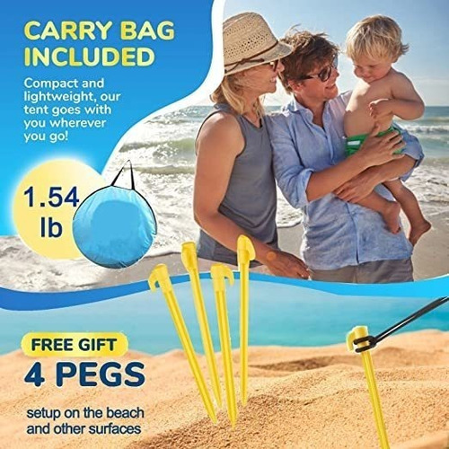 Imagen 8 de 8 de Carpa De Playa Para Bebés Toldo Portátil De Protección Uv P