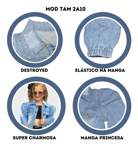 Imagem 3 de 5 de Jaqueta Jeans Infantil Menina Princesa Mini Diva Blogueirinh