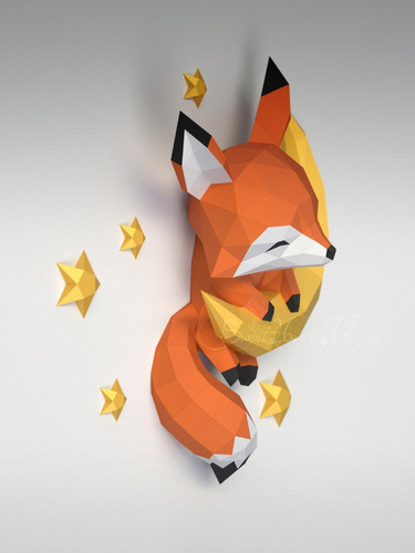 Imagen 3 de 6 de Zorro Luna Para Armar Papercraft Papiroflexia