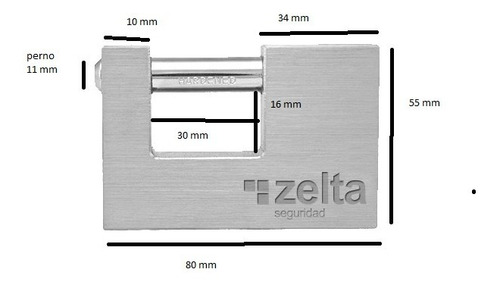 Imagen 3 de 5 de Candado Macizo Seguridad 80mm Persiana Porton Blindado