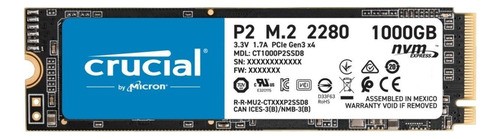 Crucial P2 Nand Ssd M2 Nvme Pcie 1 Terabyte Hasta 2300 Mb/s