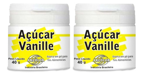 Açúcar Vanille Arcolor Com 2 Unidades De 40g