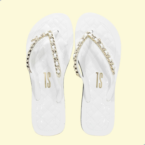 Chinelo Solado Em Borracha Flip Flop Santa Lolla Branco