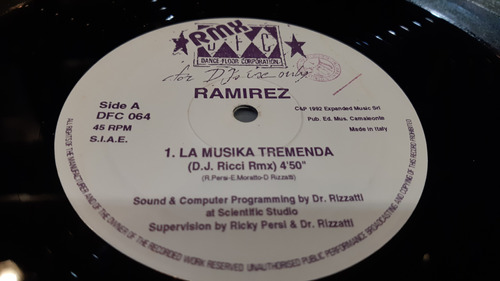 Ramirez La Musika Tremenda (remixes) Vinilo Maxi Italy 1992