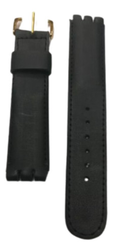 Malla Naus7 Cuero 20mm Negra Para Reloj Swatch