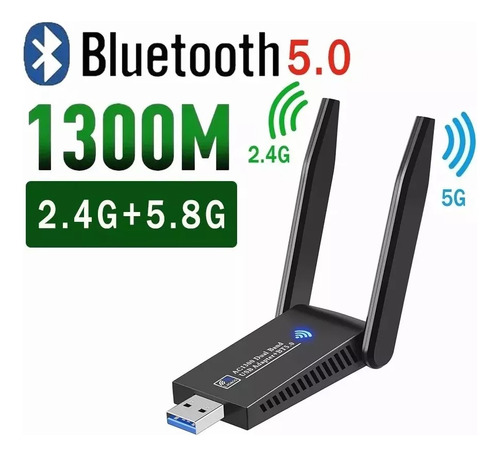 Antena Wifi Inalámbrica Bluetooth Usb3.0 1300mbps