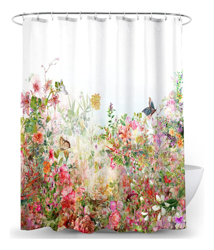 Elelink Cortina De Ducha Floral Con Flores Vibrantes, Maripo