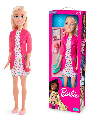 Pupee Brinquedo barbie large doll veterinária 68cm com acessórios Vinil