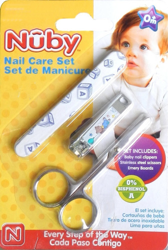 Imagen 1 de 6 de Set De Manicure Para Bebe Nuby Cortauñas Tijera Y Limas Soft