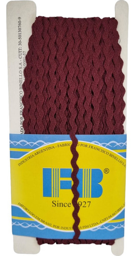 Galón Zig Zag Pasamanería Ancho 5mm Pieza X 20 Mts Bordó