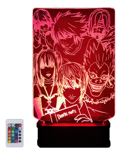 Velador Death Note Lampara Anime Acrilico Led Rgb 220v