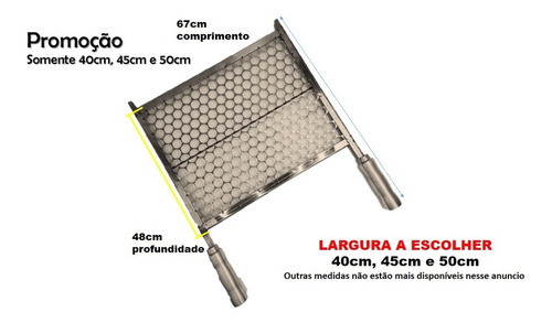 Imagem 1 de 7 de Grelha Churrasqueira Inox Moeda 50cm Ou 55cm Ou 60cm Larg