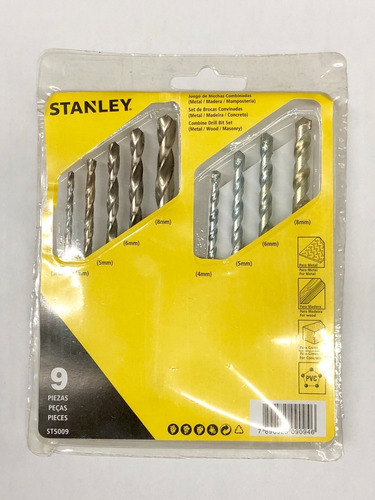 Juego 9 Mechas Set Stanley P/ Metal Y Madera Y Pared St5009