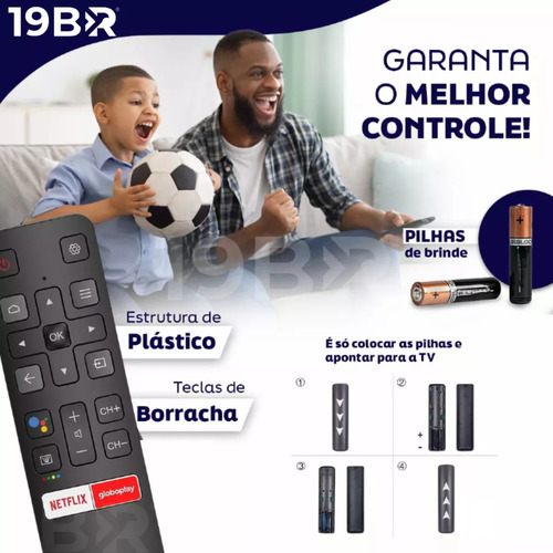 Controle Remoto Para Tv Tcl Smart Teclas Android Netflix - Loja 19BR