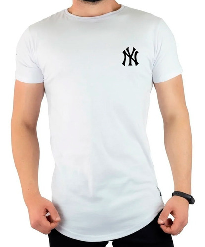 Camiseta Long Line Ny New York 100% Algodão