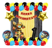 Comprar Combo De Globos Transformers Amarillo Bumblebee Cortina Arco