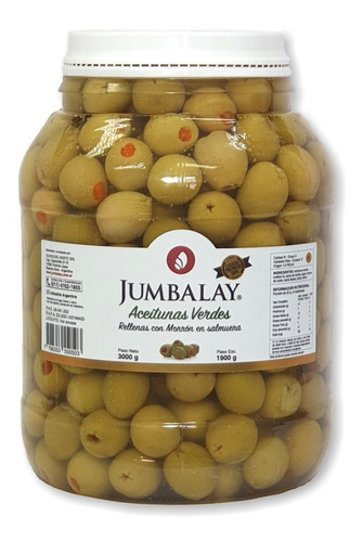 Aceitunas Verdes Rellenas Morrón N° 0 X 2 Kg Escurrido