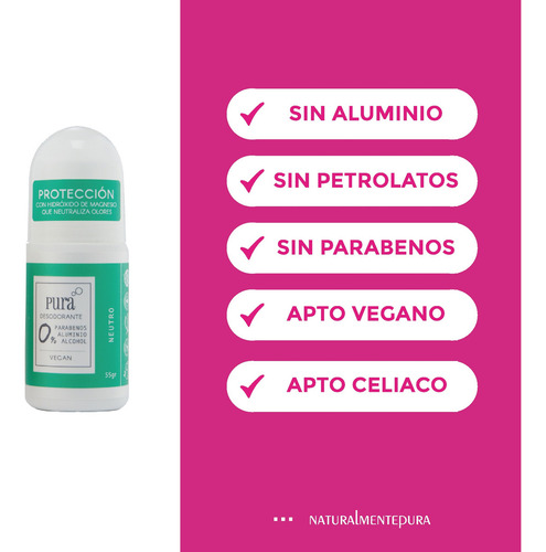 Desodorante Natural Sin Alcohol Ni Aluminio Floral y Neutro X2