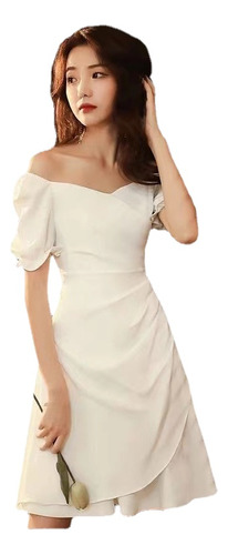 Vestido De Moda Para Mujer, Vestido Blanco Elegante De Fiest