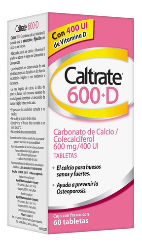 Imagen 2 de 3 de Suplemento Alimenticio 600 +d 600mg / 400 Caltrate Gsk