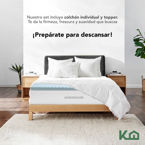Colchón + Cubrecolchón Individual De Espuma Memory Set 2 Pz