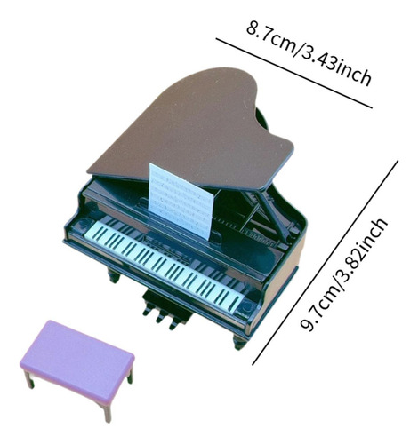 2 Piano De Casa De Muñecas Con Taburete, Simulación De