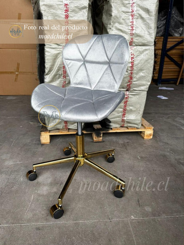 Silla De Escritorio Acolchada Mariposa Felpa Y Base Dorada