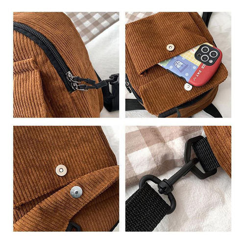 Y Mochila Mini De Pana Vintage De Color Sólido Para Mujer
