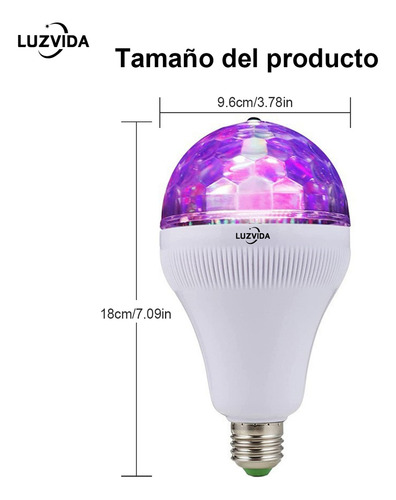 Luzvida Luces De Escenario Fiestas Base E27 Bombillas Giratorias De Color,dj Luces Lamparas Led Bombilla Estroboscópica Disco Bola, Fiesta De Cumpleaños O Club Bar Cabezas Roboticas Traje Robot Led
