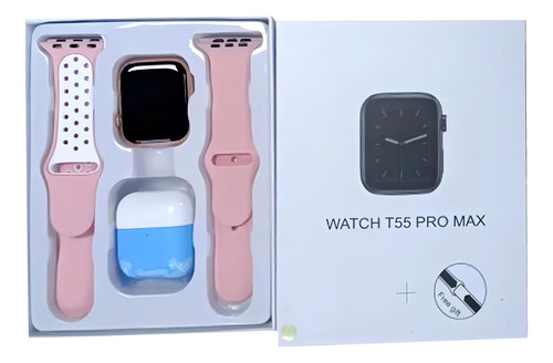 Fone De Ouvido T55 Pro Max Smartwatch Call Tws 2 Em 1 Lcd Cor da caixa Branco
