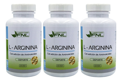 L-arginina Fnl 500 Mg Pack 3 Frascos Potencia Pre Workout Df